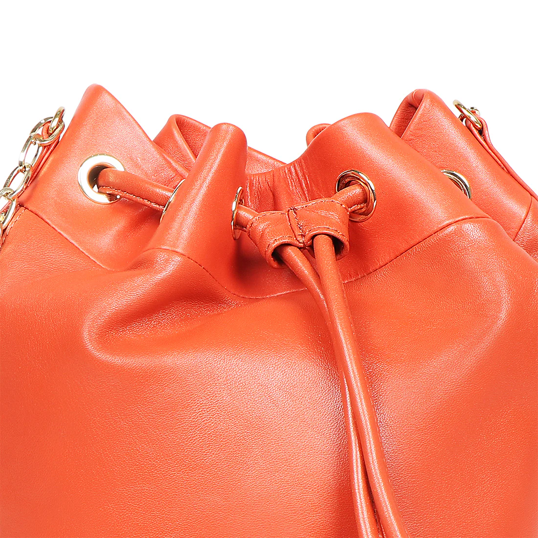 Ee Atlas 01 Orange Leather Draw String Bag - Image 5