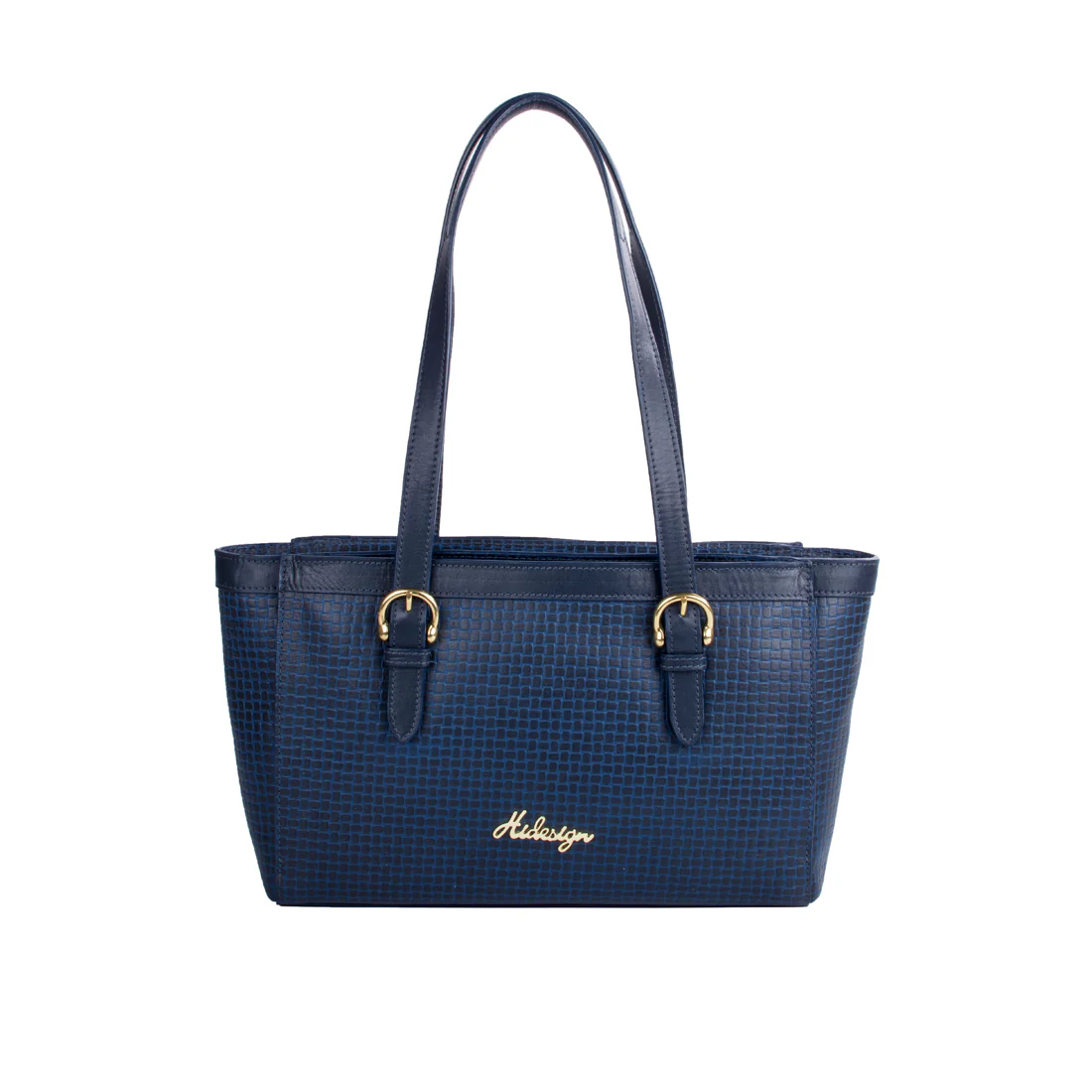 Ee Dubai 01 Blue Leather Tote Bag - Image 2