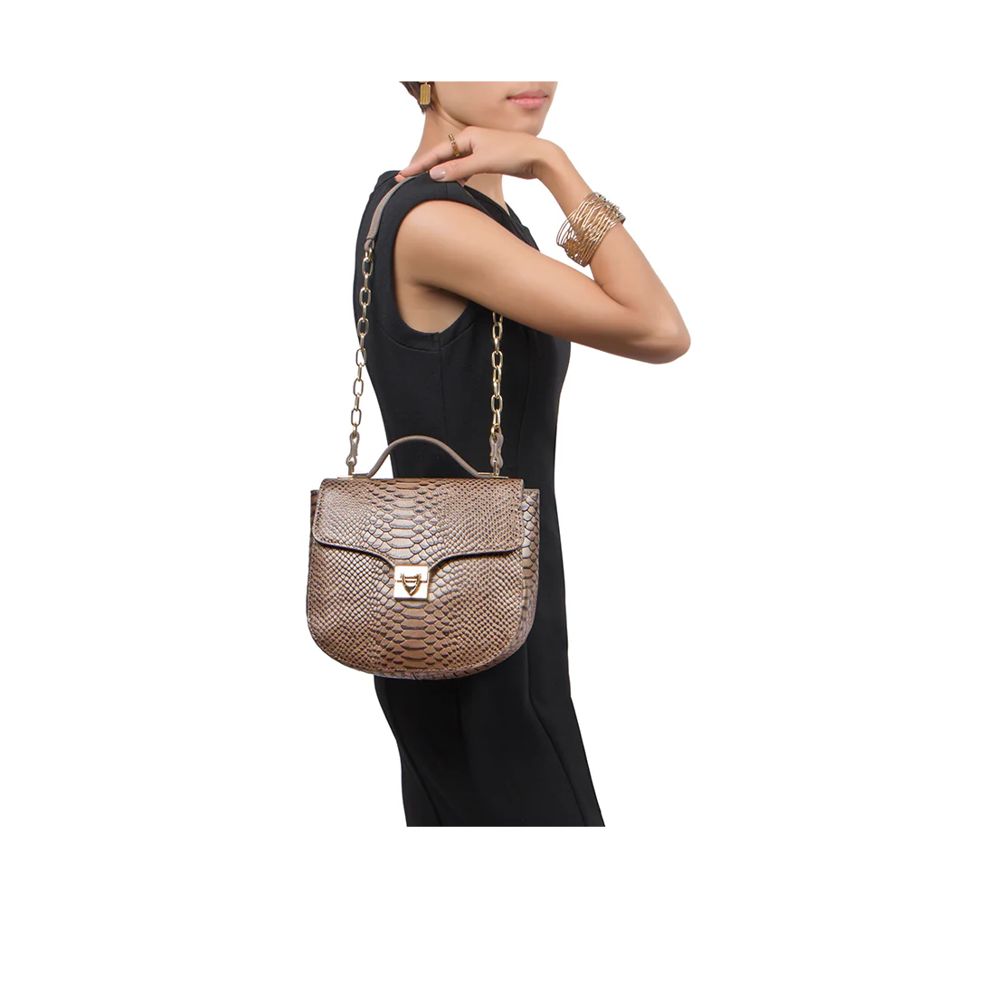 Ee Elsa Grey Leather Satchel - Image 5