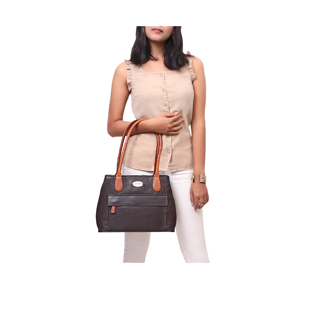 Ee Halley 01 Brown Leather Tote Bag - Image 6