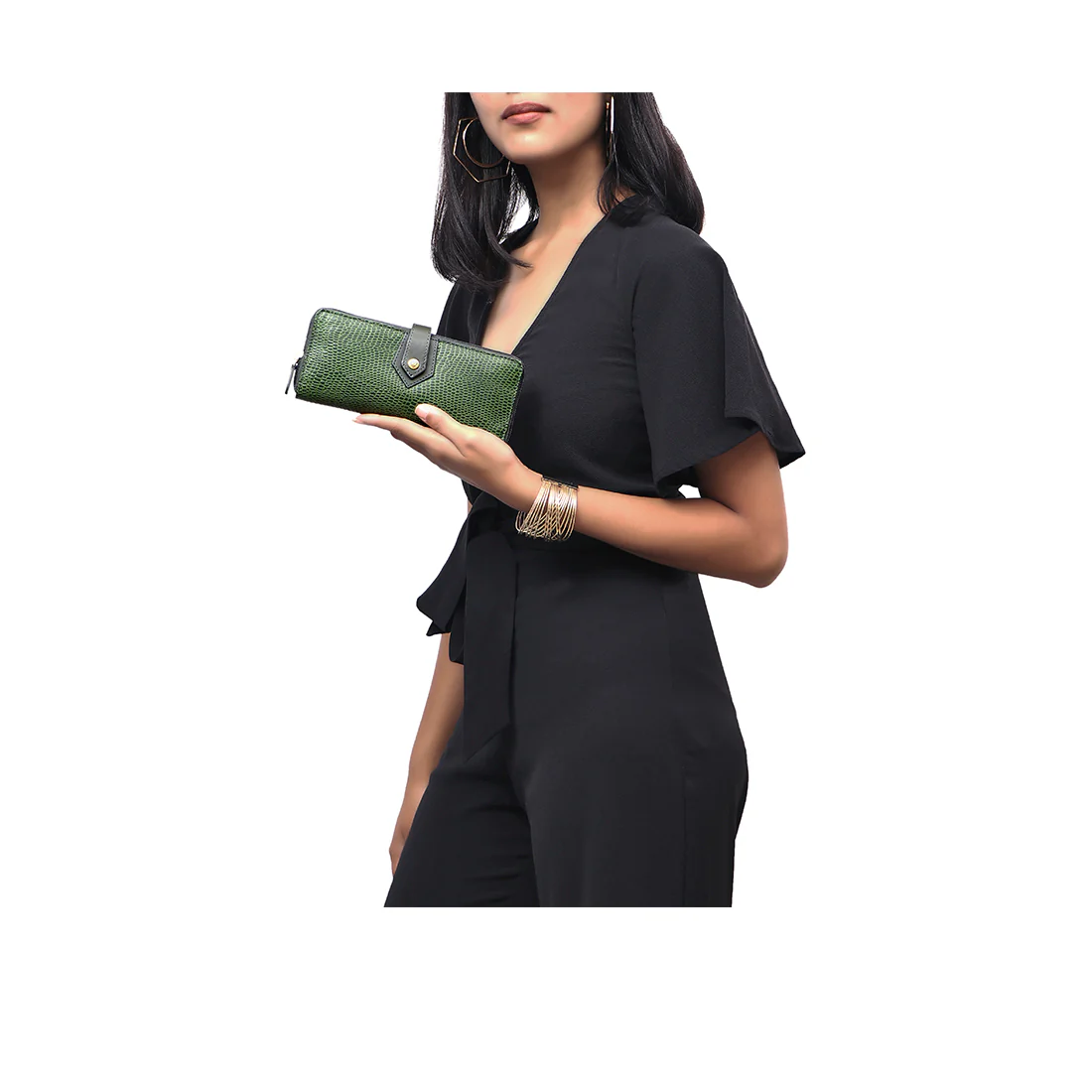 Ee Hong Kong W2 Green Leather Zip Around Wallet - Image 5