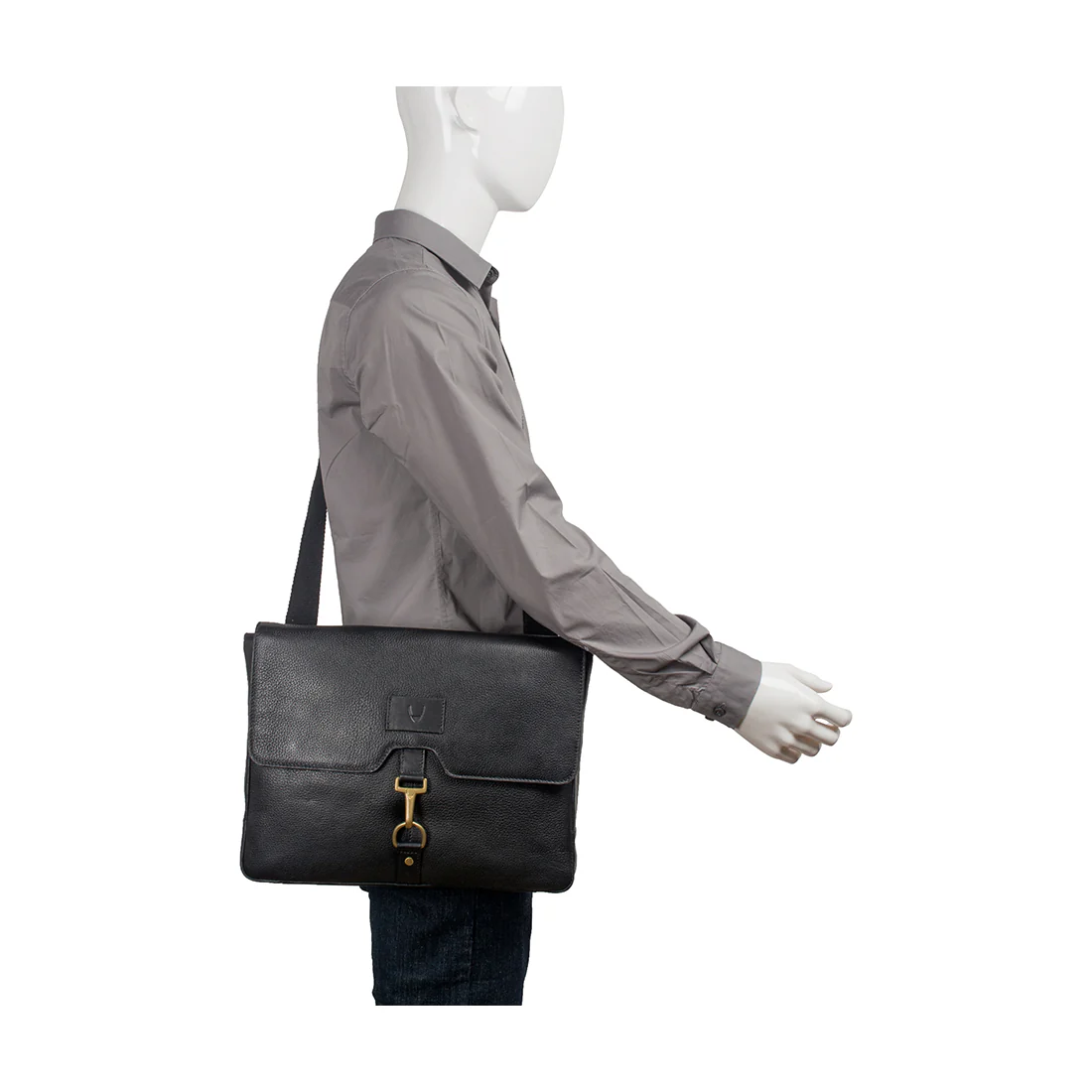 Ee Jaguar 03 Black Leather  Messenger Bag - Image 4