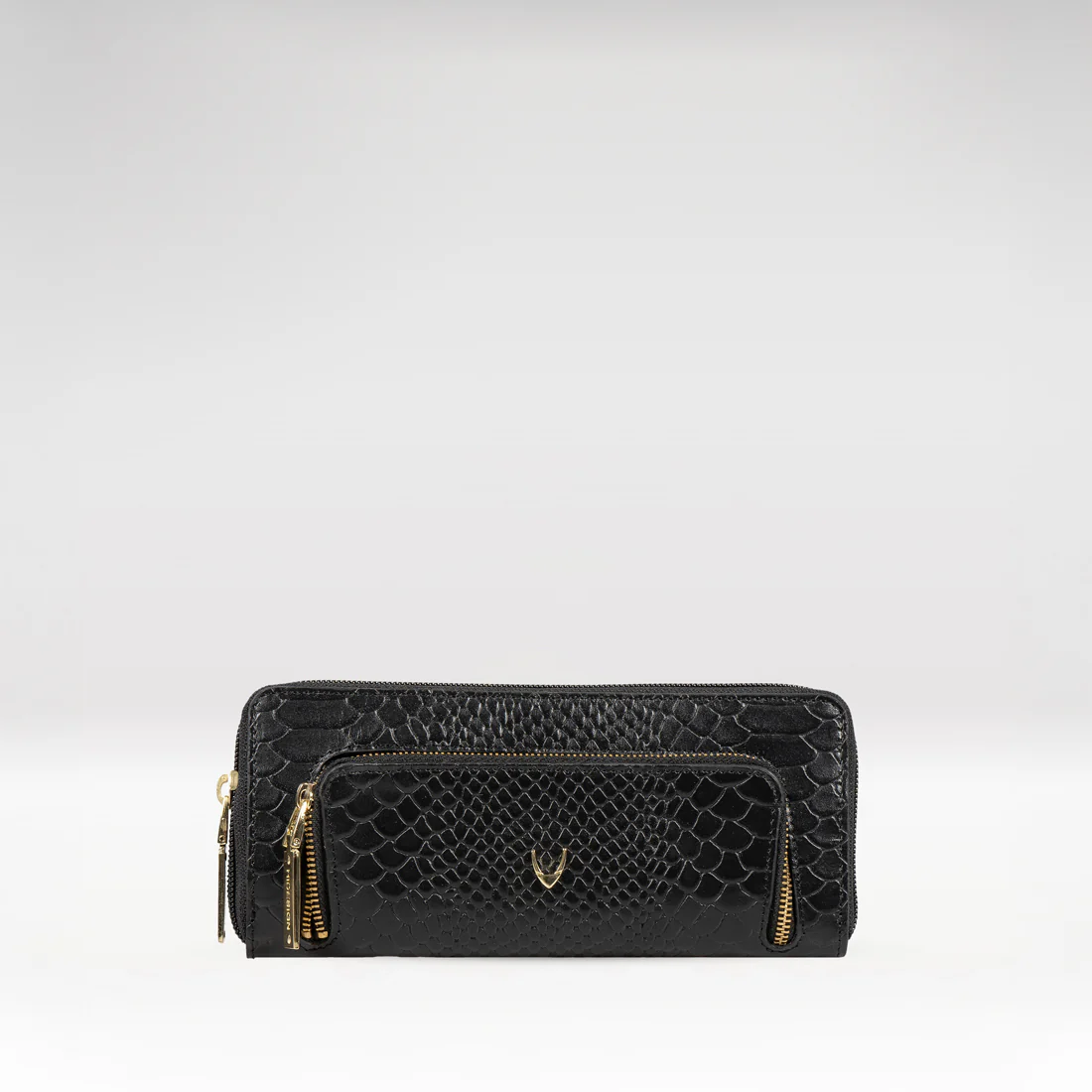 Ee Katniss W1-M Black Leather Zip Around Wallet
