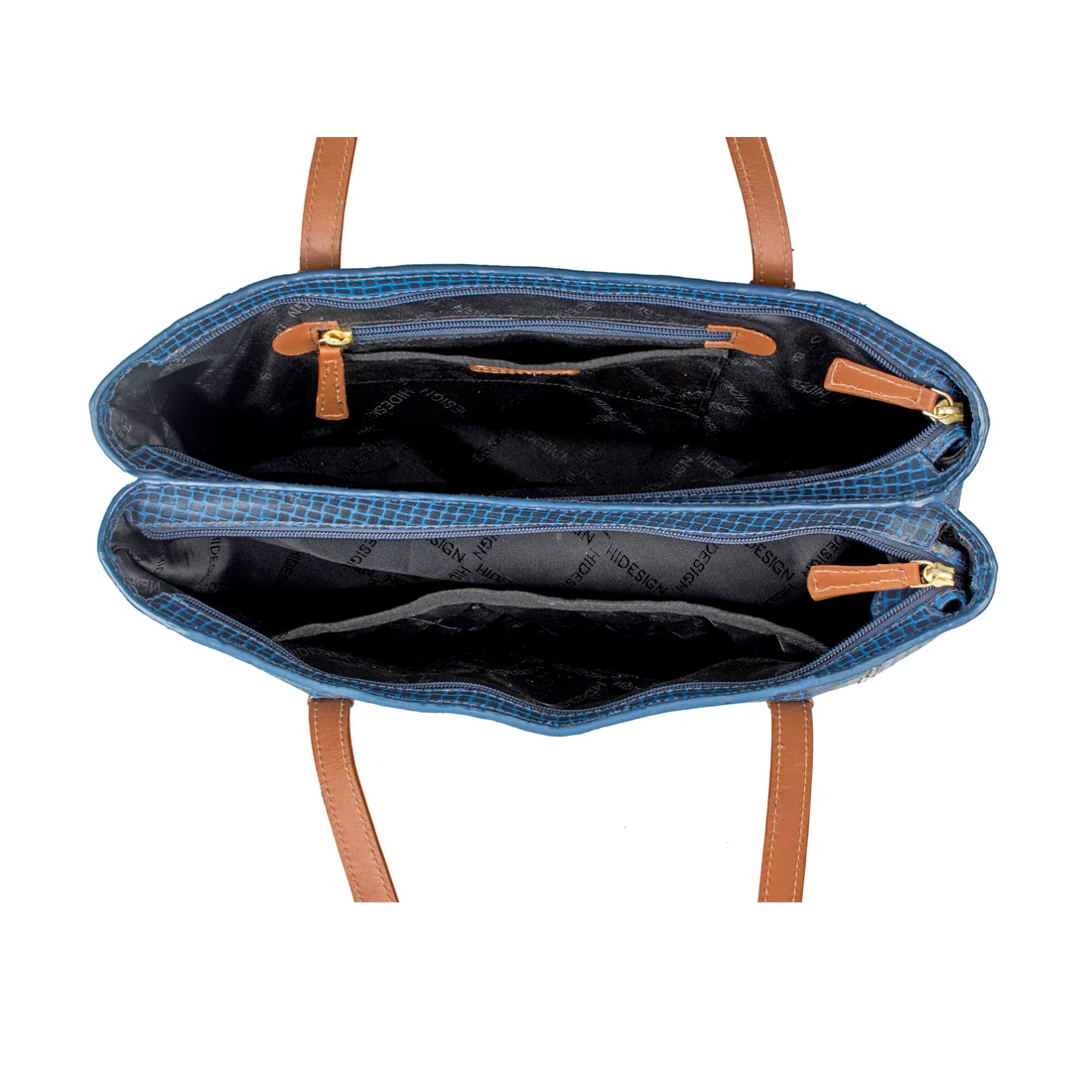 Ee Leandra 01 Blue Leather Tote Bag - Image 4