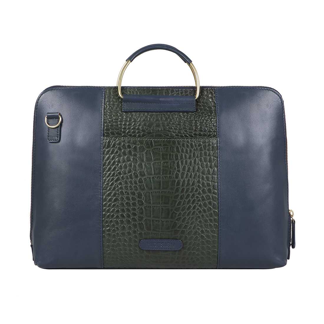Ee Linda 01 Blue Leather Laptop Bag - Image 3