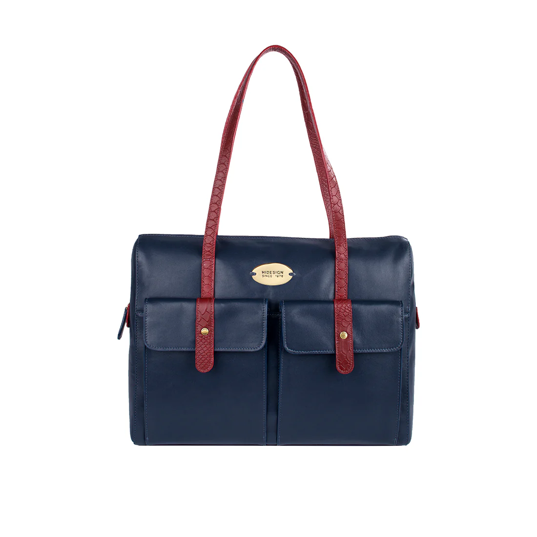 Ee London 01 Blue Leather Tote Bag