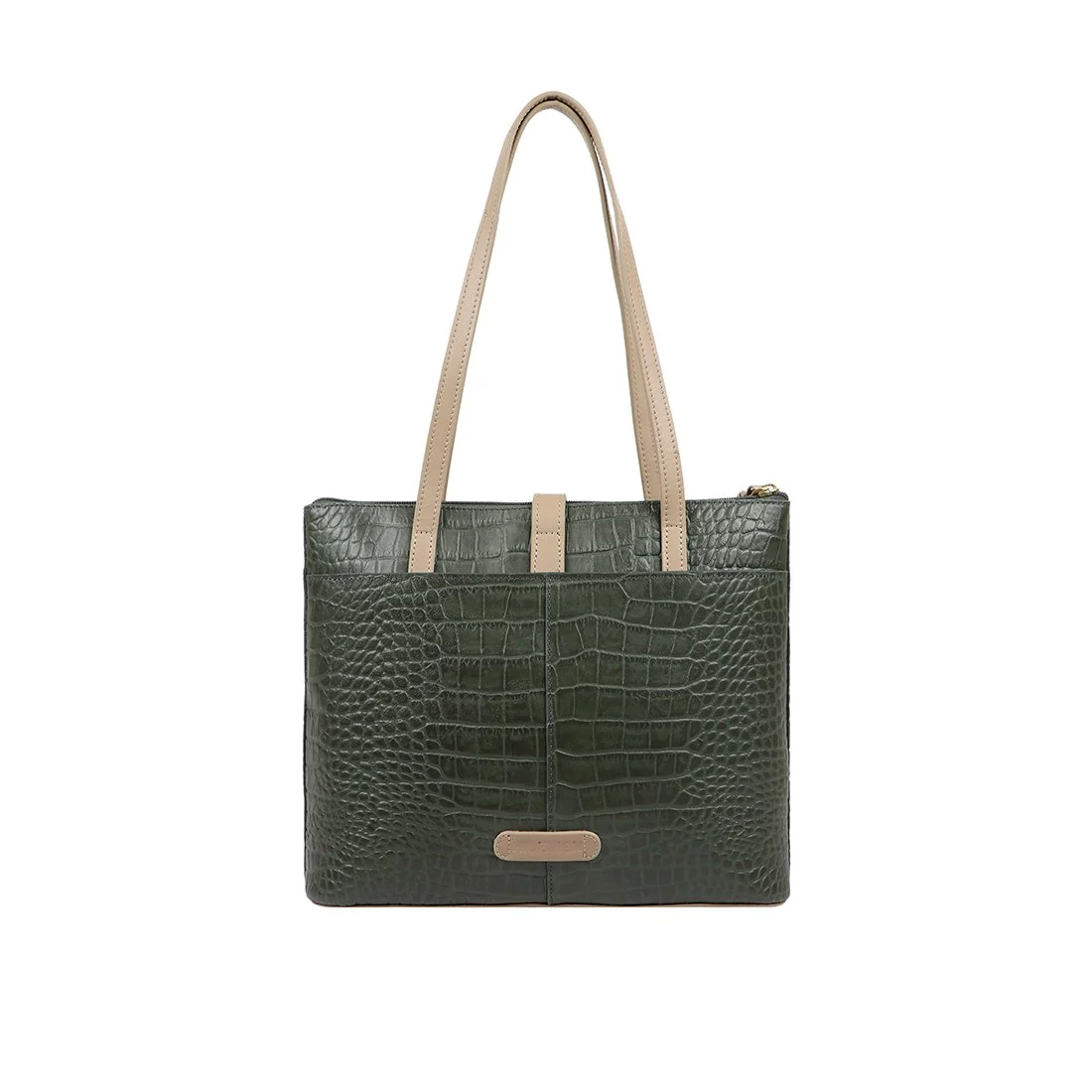 Ee Opihi 04 Green Leather Tote Bag - Image 3