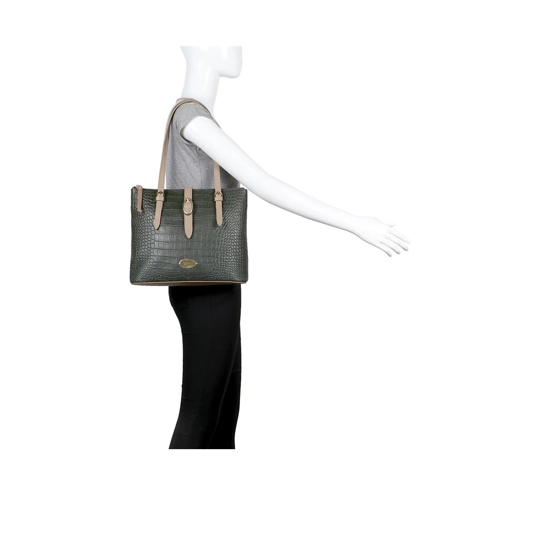 Ee Opihi 04 Green Leather Tote Bag - Image 5
