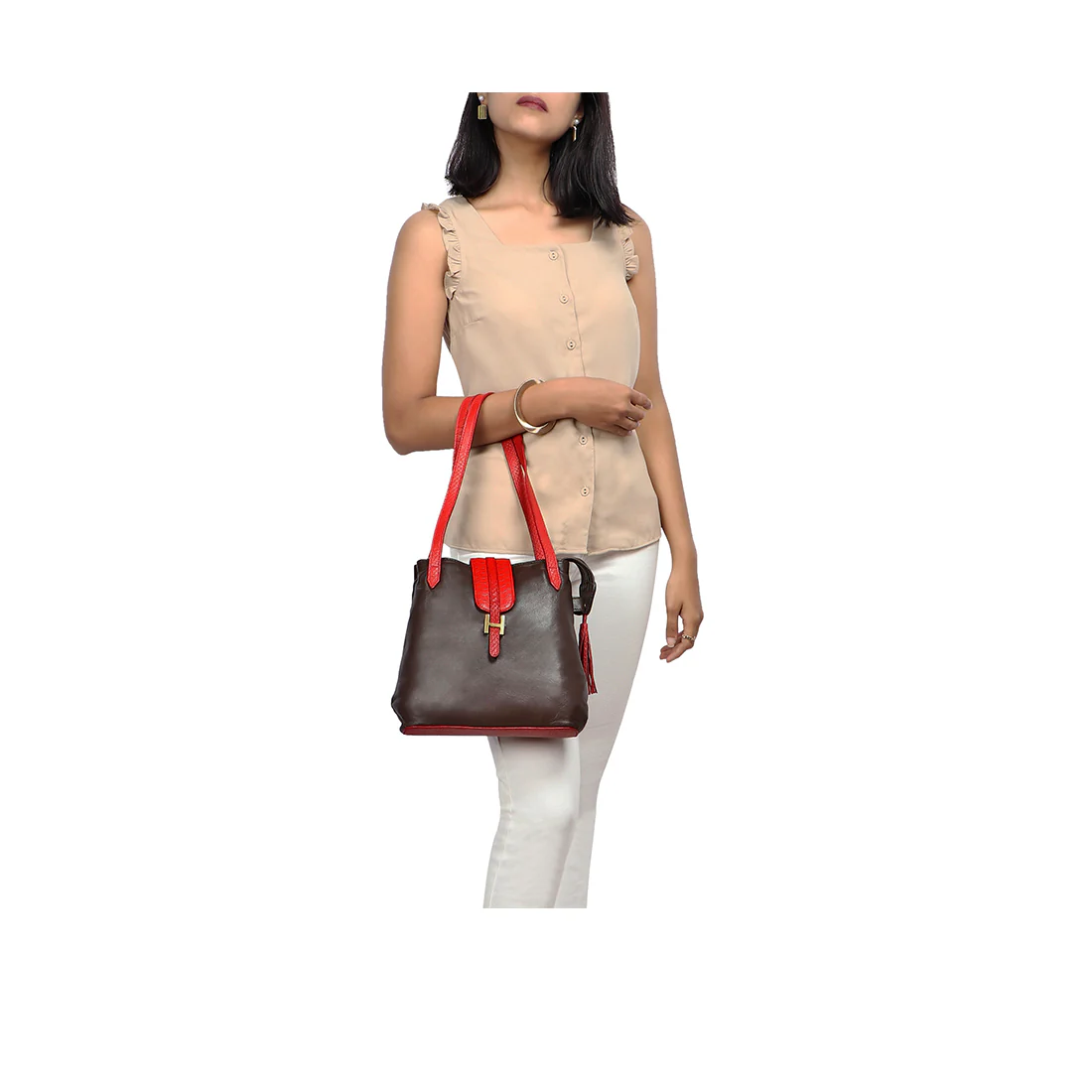 Ee Silvia 01 Brown Leather Shoulder Bag