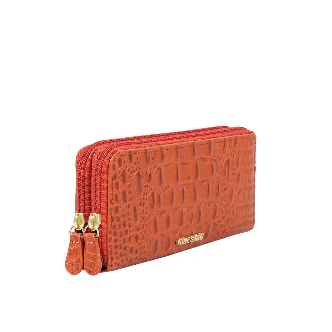 Ee Taurus W2-M Orange Leather Double Zip Around Wallet - Image 2