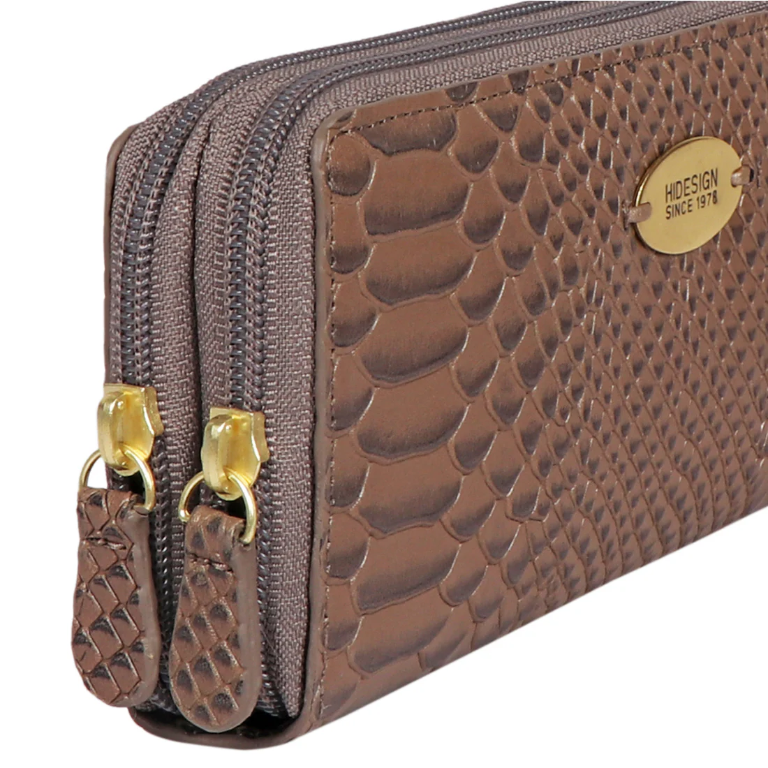 Ee Taurus W2  Silver Leather Double Zip Around Wallet - Image 5