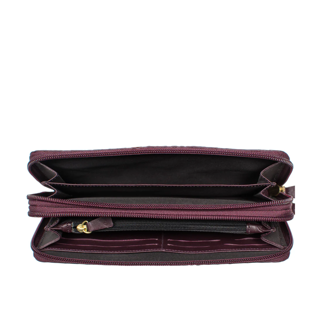 Ee Taurus W2  Purple Leather Double Zip Around Wallet - Image 5