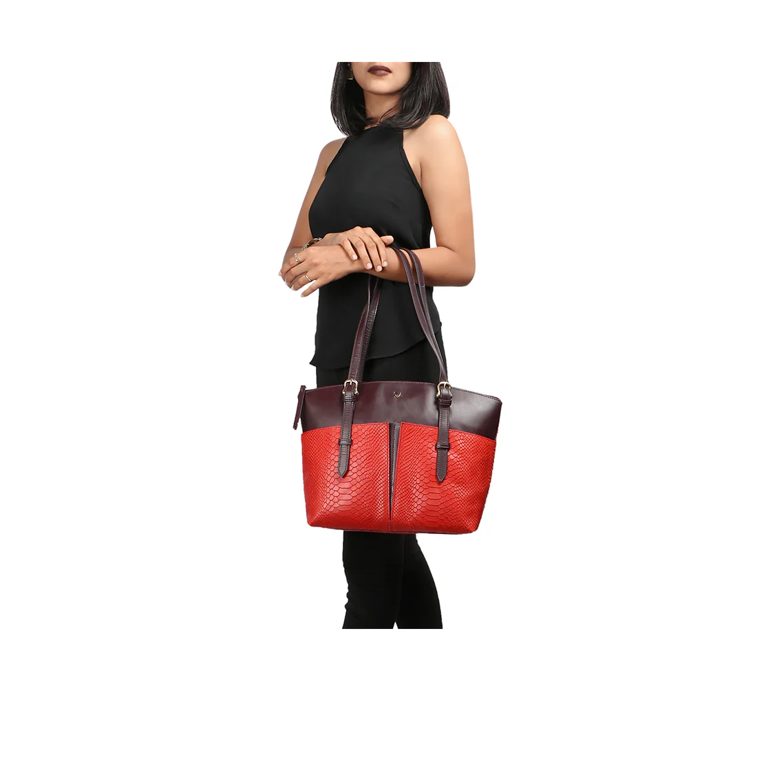 Ee Virgo 01 Red Leather Tote Bag
