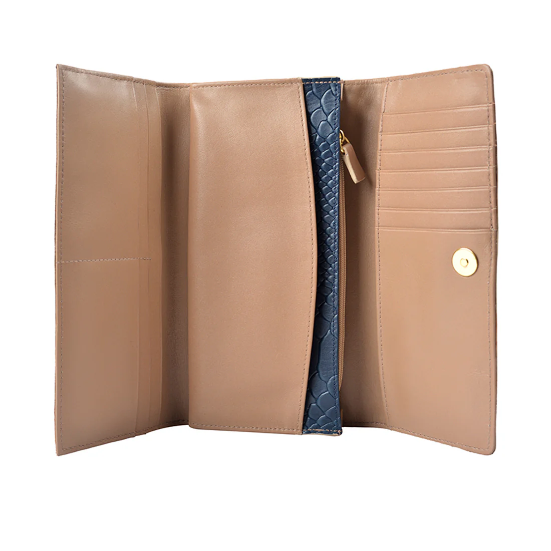 Ee Virgo W1  Nude Leather Trifold Wallet - Image 5