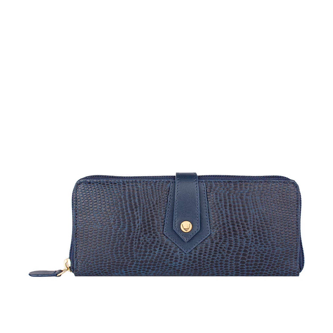 Ee Hong Kong W2 Blue Leather Zip Around Wallet