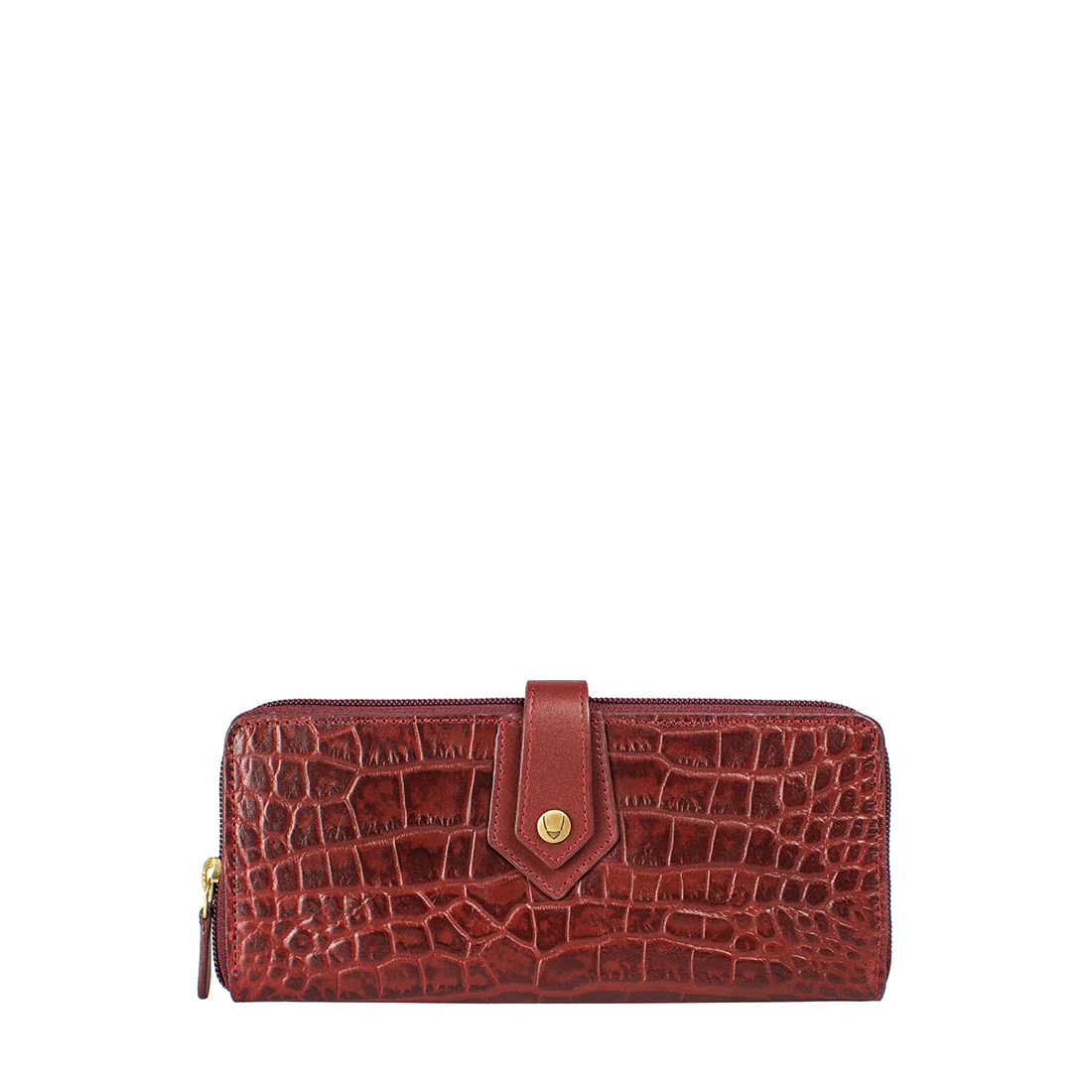 Ee Hong Kong W2 Red Leather Zip Around Wallet