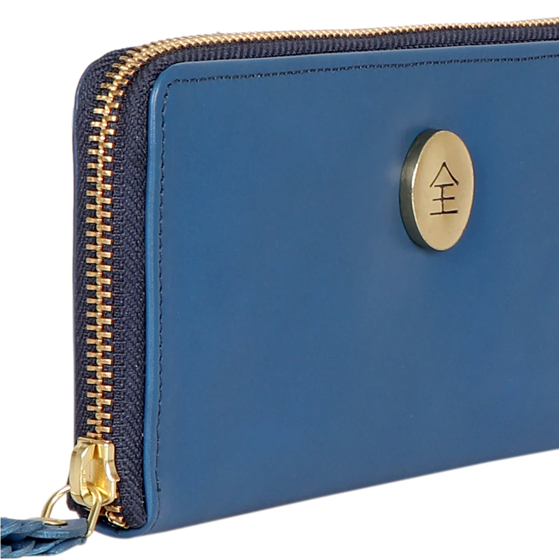 Eijo W3 Blue Leather Zip Around Wallet - Image 5