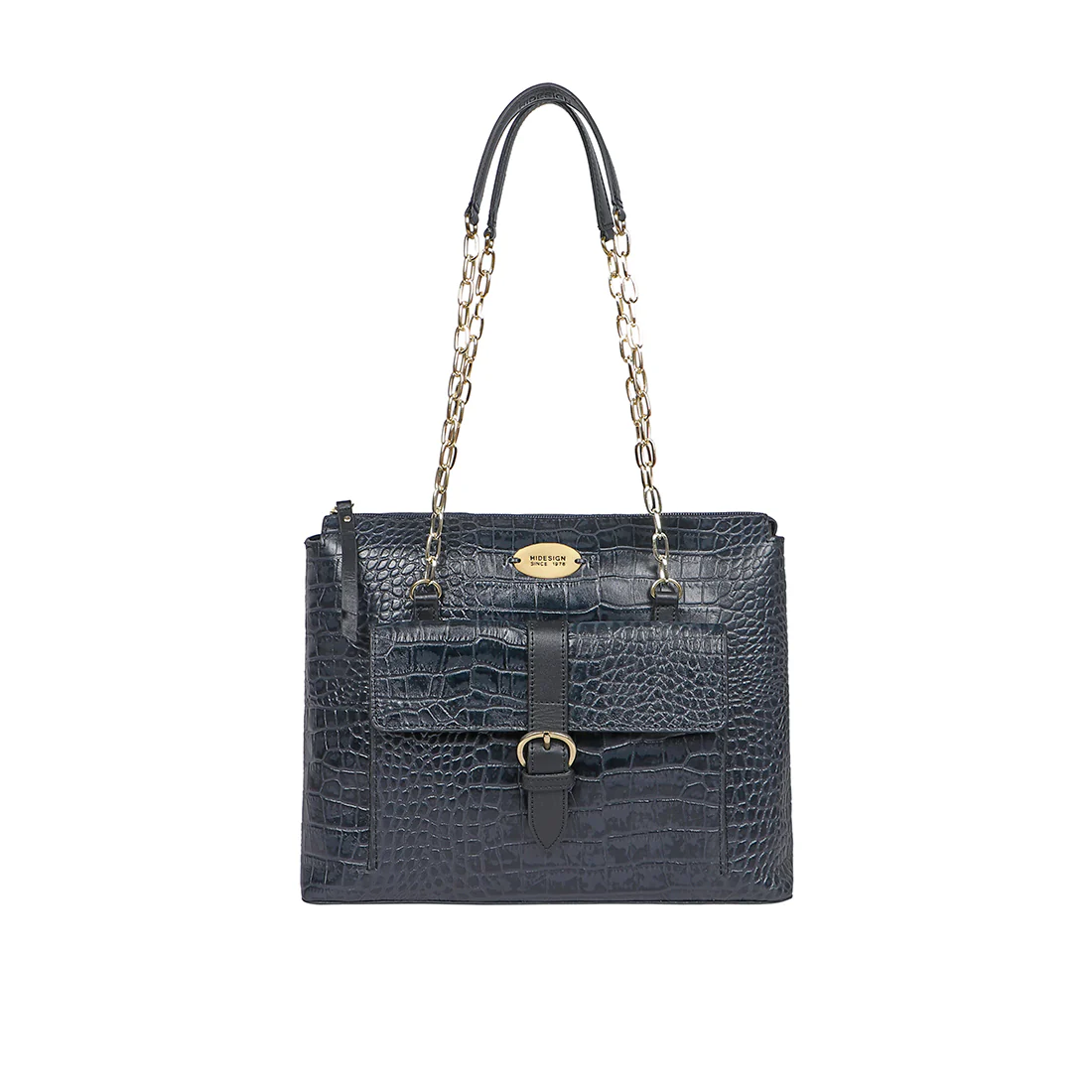 Eliza 01 Sb Blue Leather Tote Bag