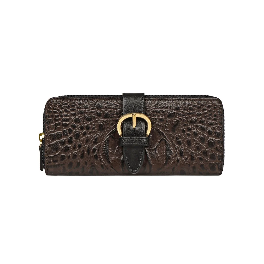 Eliza W1 Sb Brown Leather Zip Around Wallet