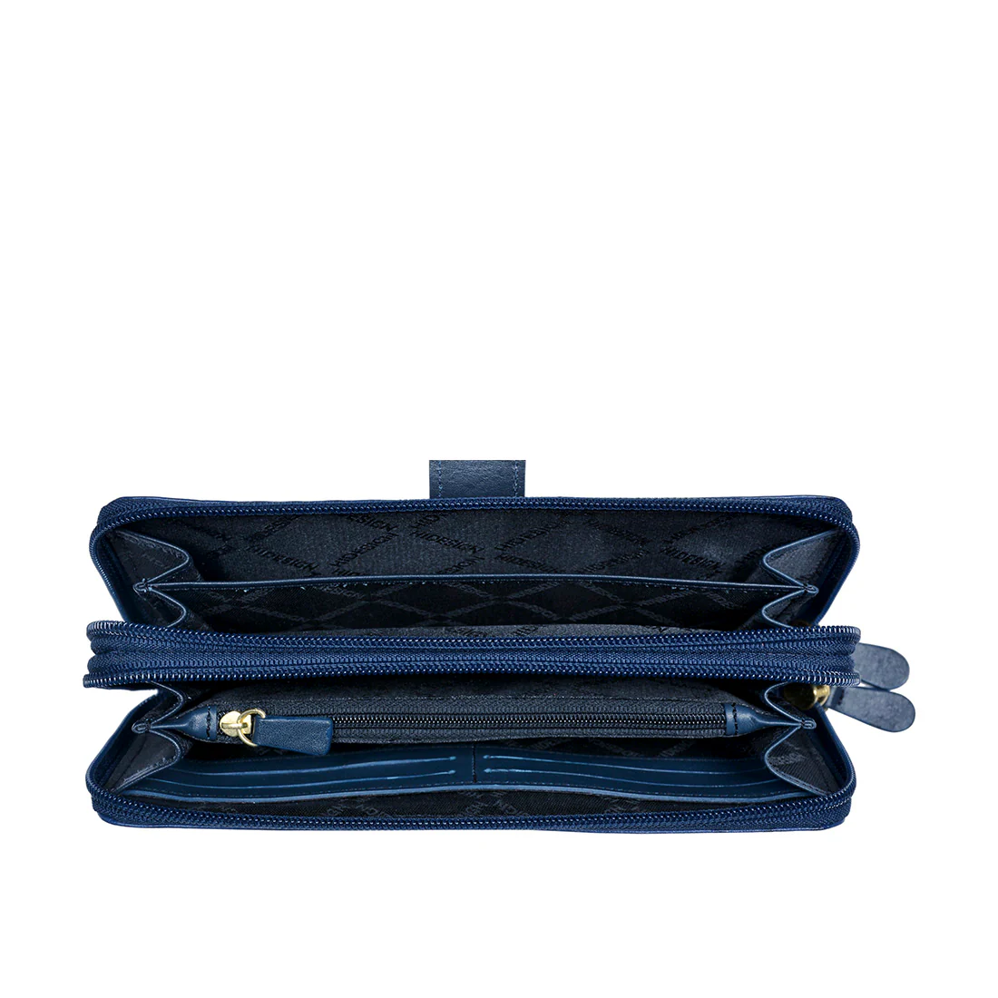 Eliza W2  Sb Blue Leather Double Zip Around Wallet - Image 4