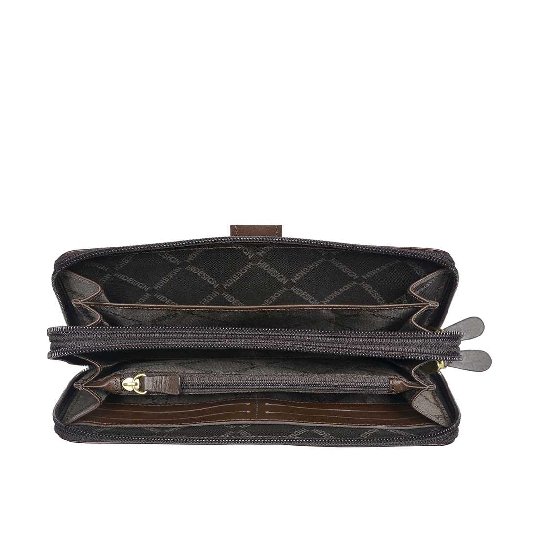 Eliza W2  Sb Brown Leather Double Zip Around Wallet - Image 5