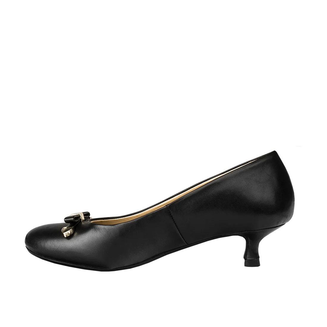 Elizabeth Women's Black Leather Kitten Heel - Image 3