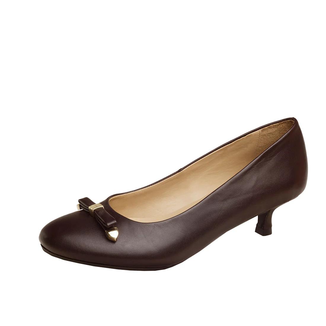 Elizabeth Women's Brown Leather Kitten Heel
