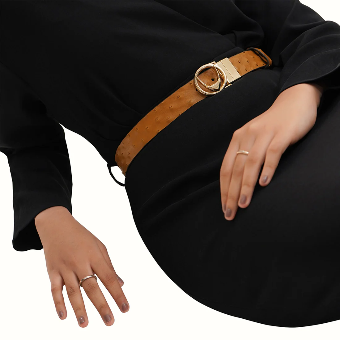 Elodie Women's Tan Reversible Leather Belt - Image 2
