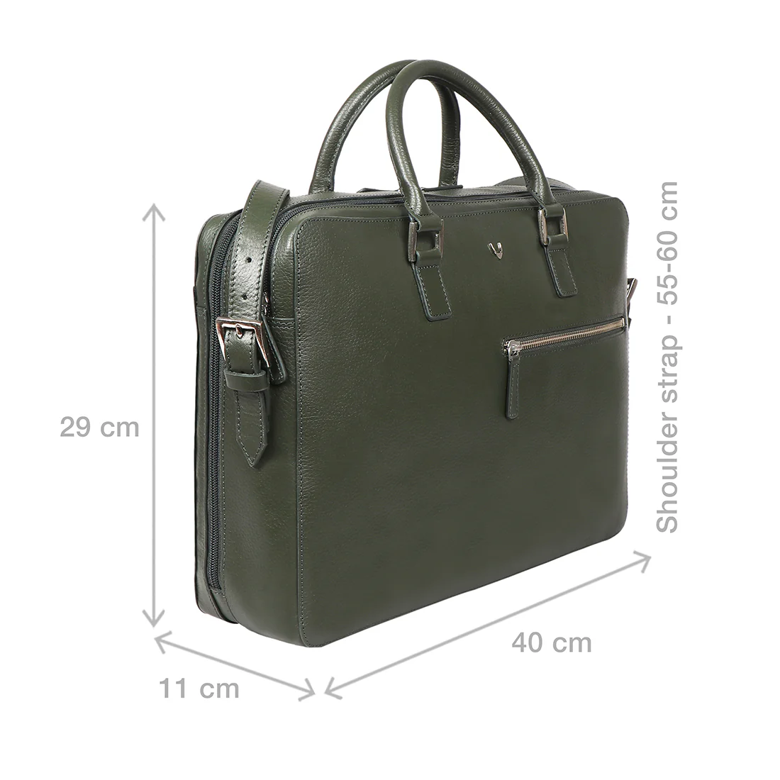 Enzo 01 Green Leather  Laptop Bag - Image 3