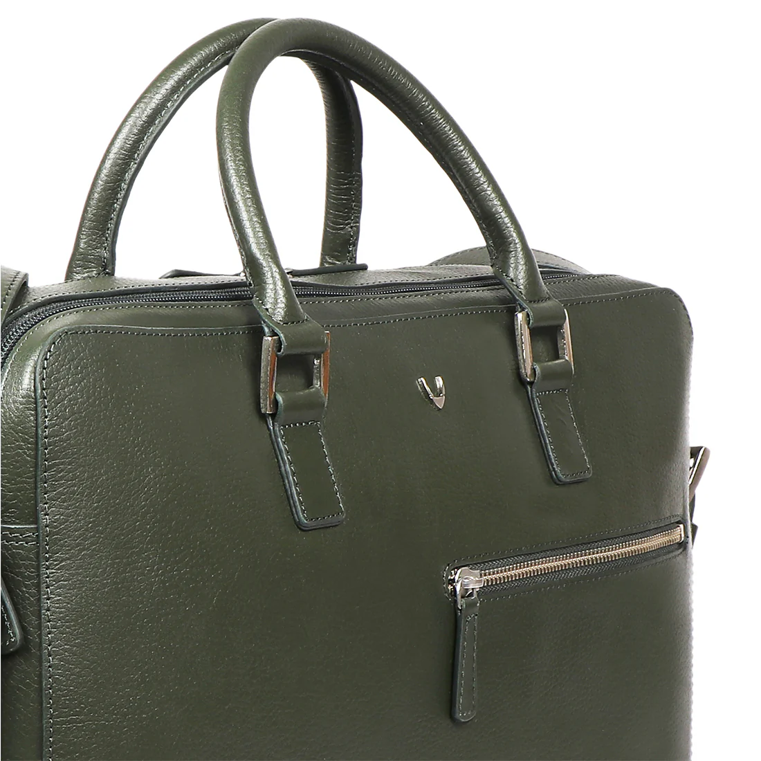 Enzo 01 Green Leather  Laptop Bag - Image 5
