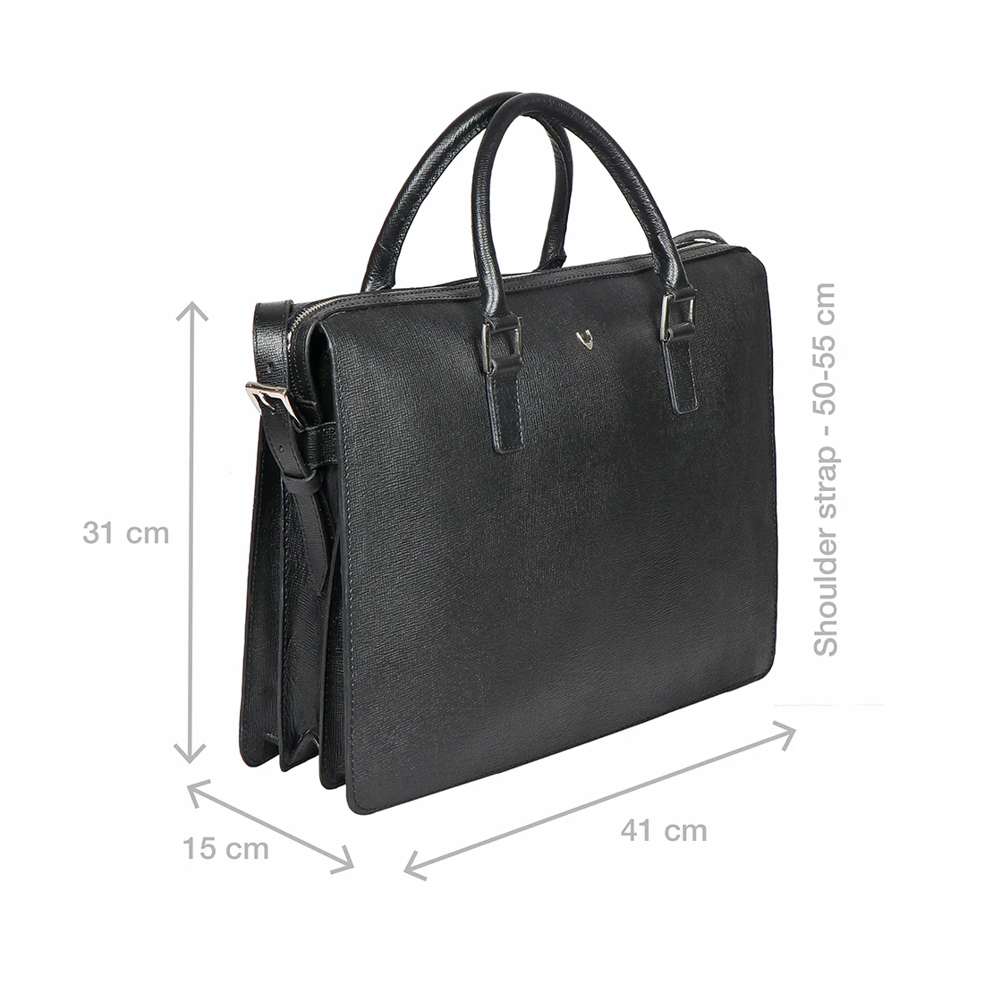 Enzo 02 Black Leather  Laptop Bag - Image 2