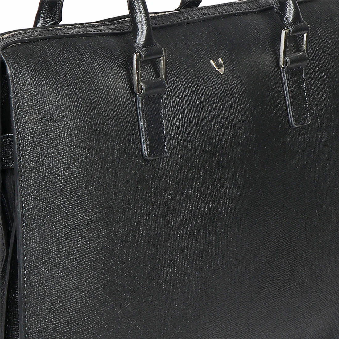 Enzo 02 Black Leather  Laptop Bag - Image 3