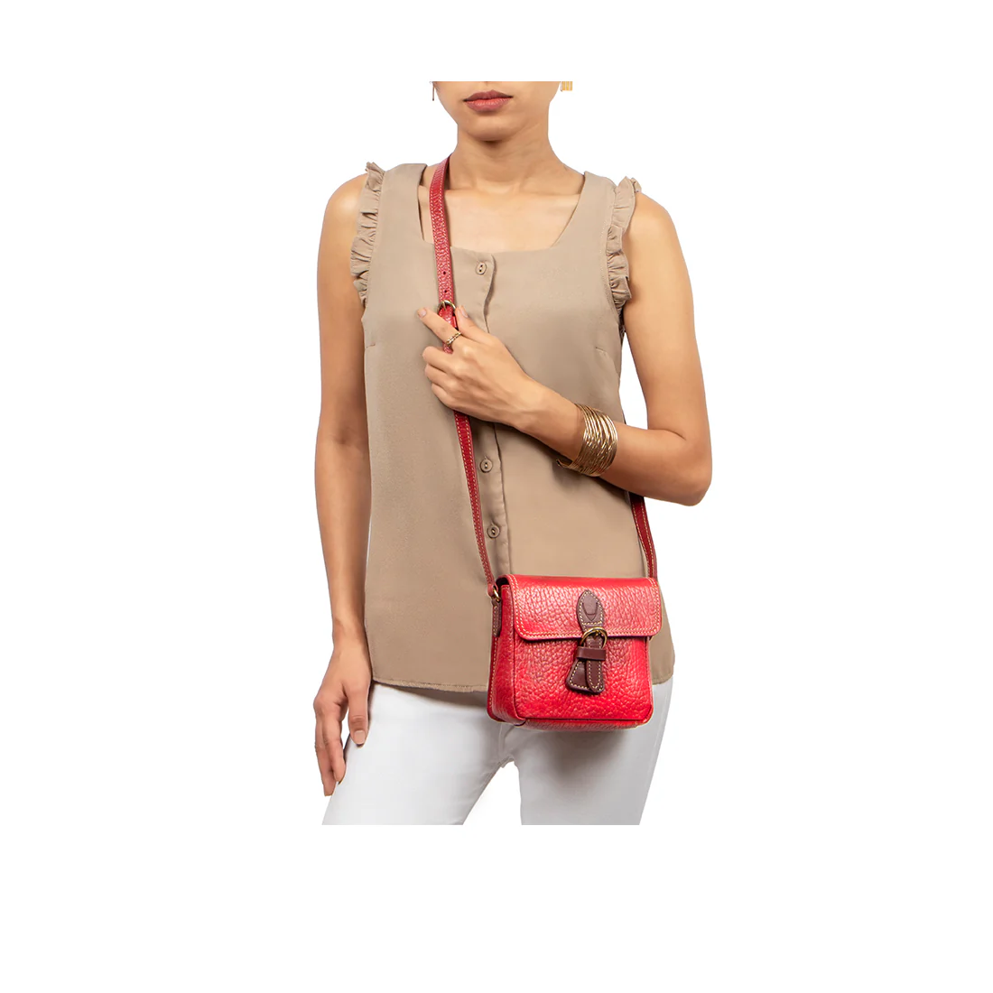 Fiona 01 Red Leather Crossbody