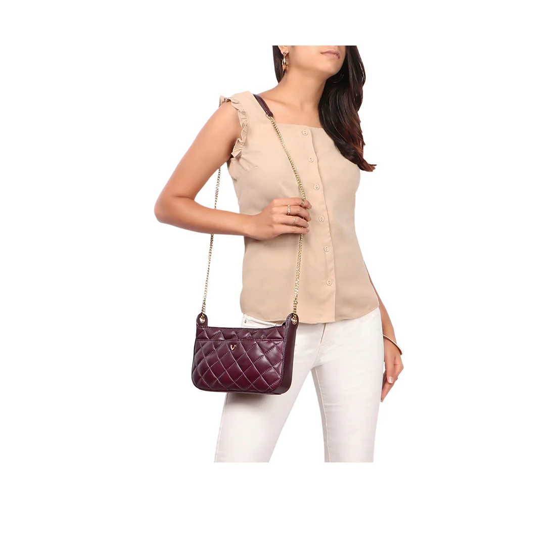 Fl Keira 04 Purple Leather Sling Bag