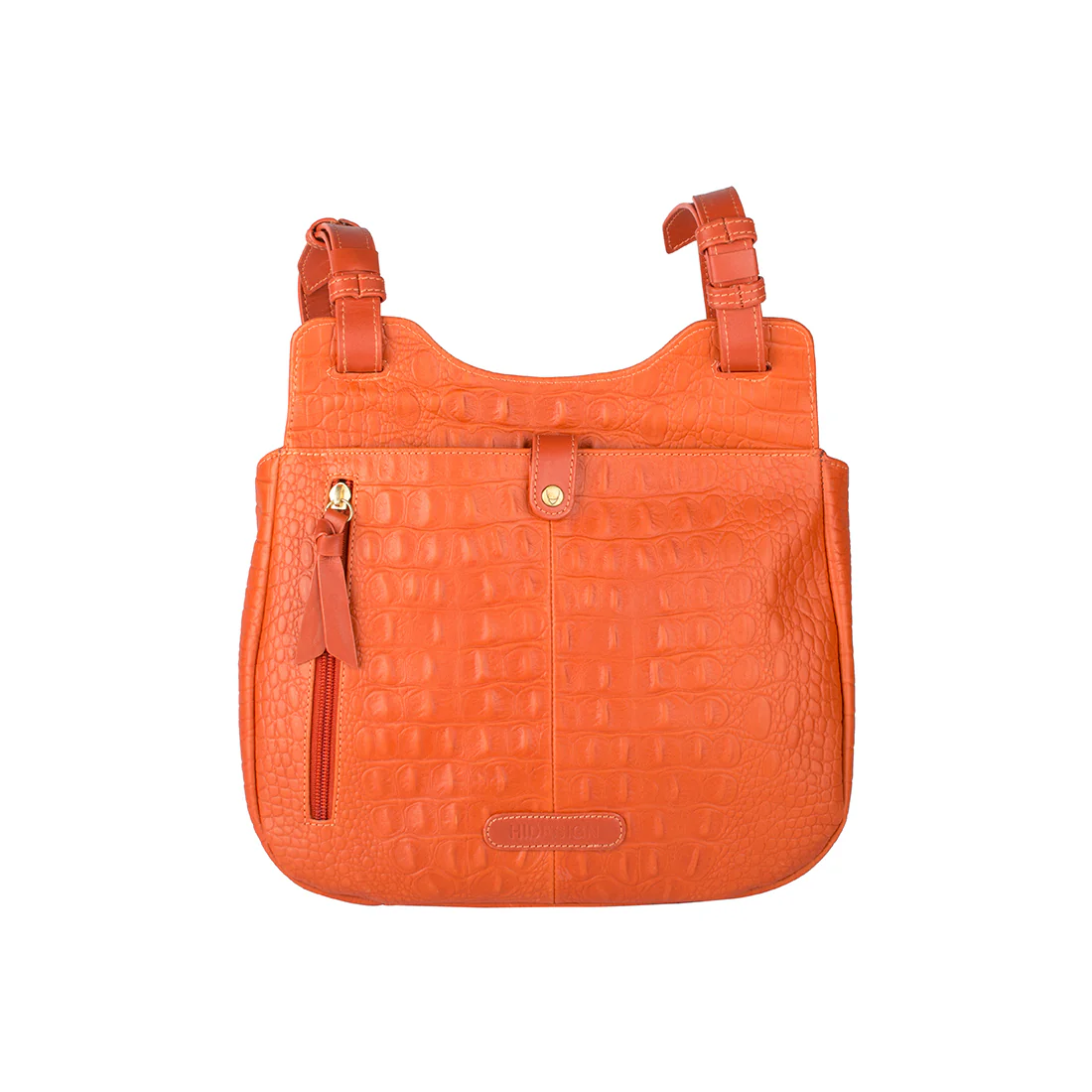 Fleur 02 Orange Leather Shoulder Bag - Image 3