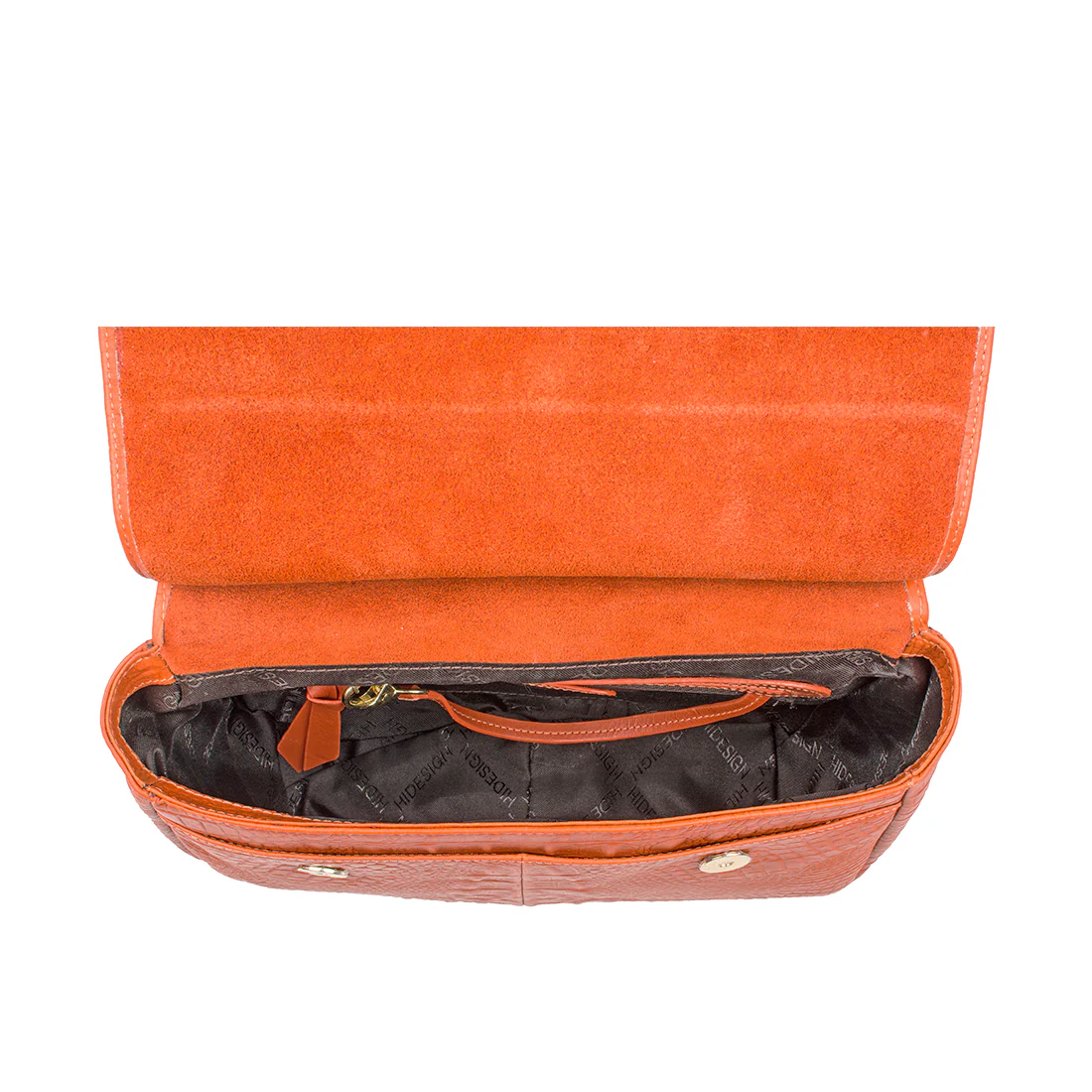 Fleur 02 Orange Leather Shoulder Bag - Image 4