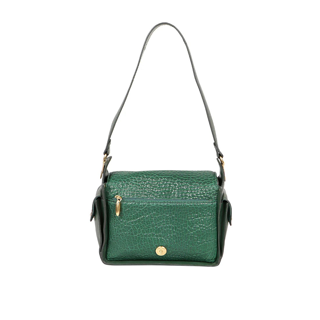 Flower  01 Green Leather Shoulder Bag - Image 4