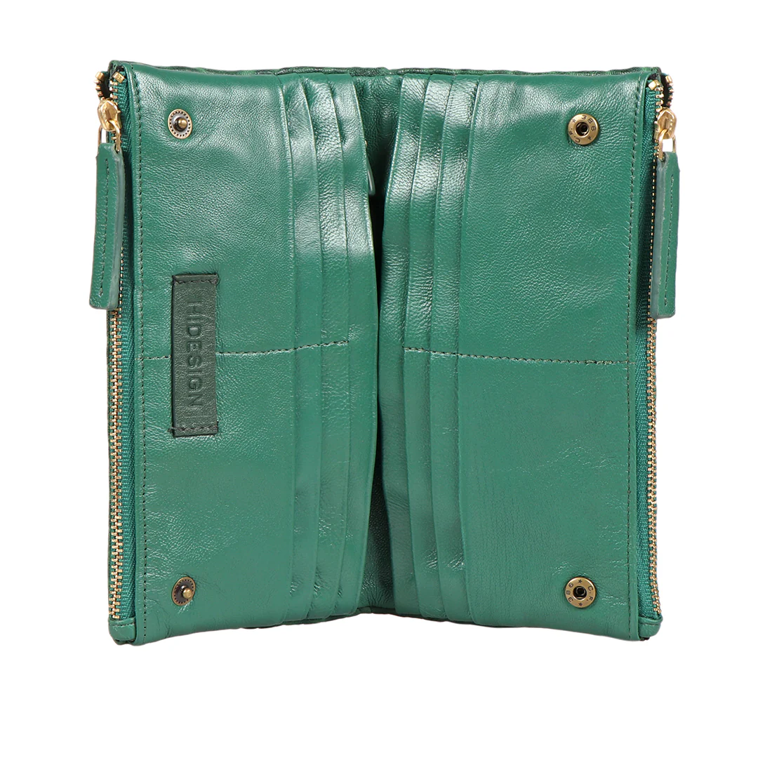 Flower - W1 Green Leather Bi-Fold Wallet - Image 2