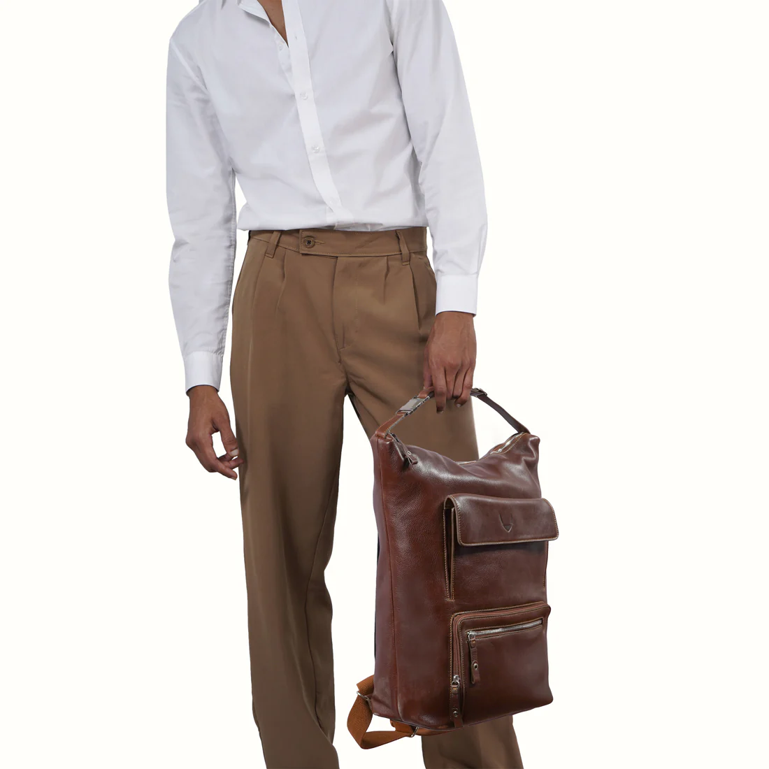 Gangnam 01 Tan Leather Backpack - Image 2