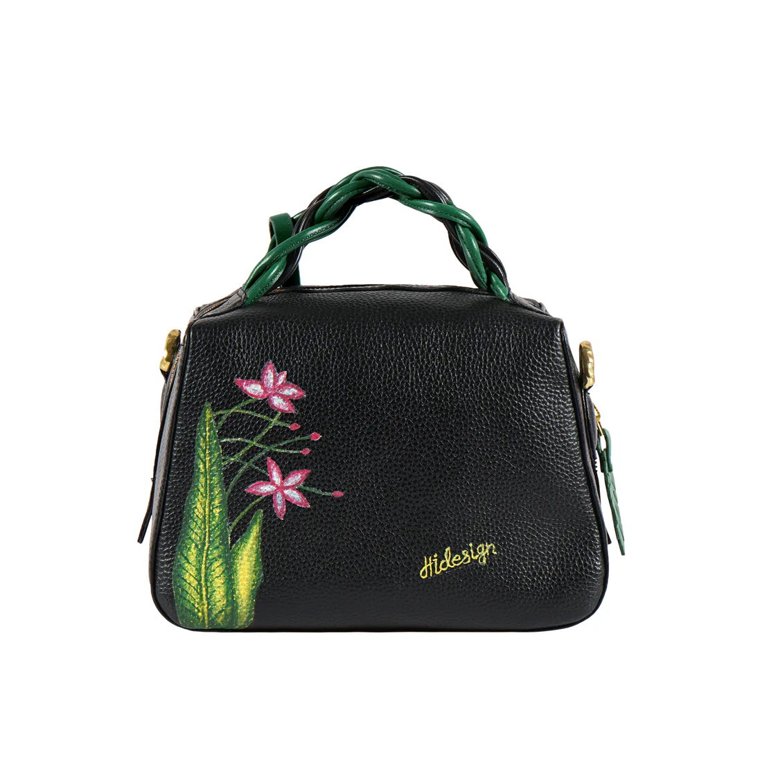Garden 01 Black Leather Sling Bag - Image 4
