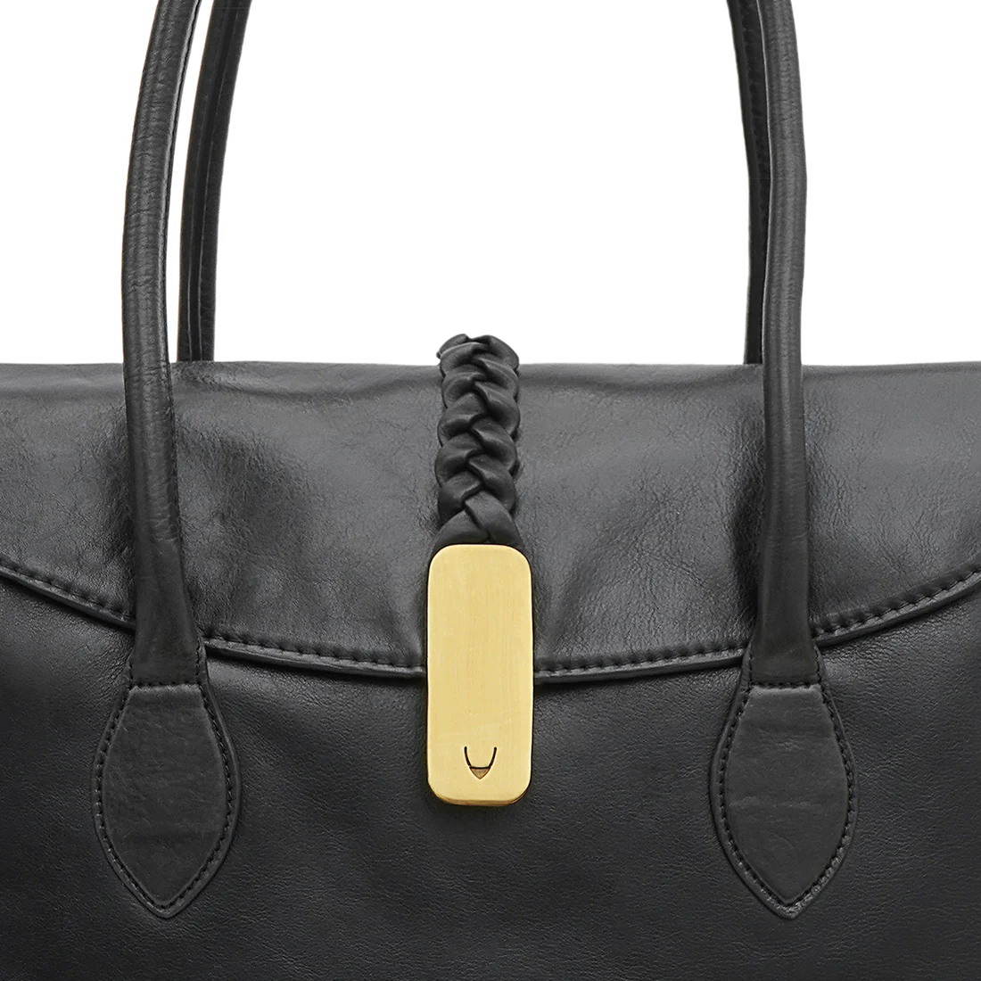 Geisha 04 Black Leather Laptop Bag - Image 5