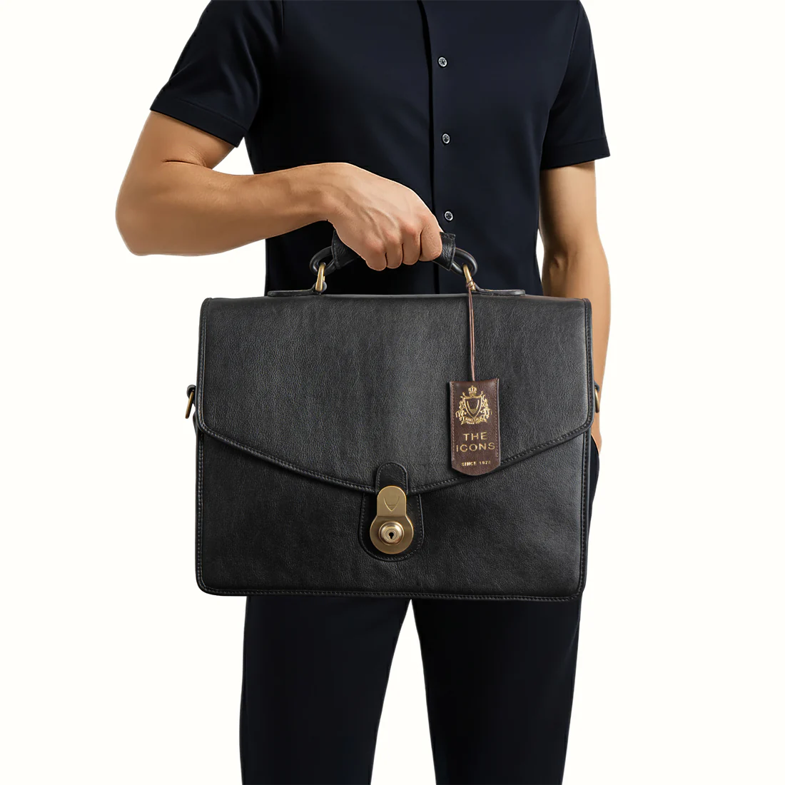 Gi First Black Leather  Briefcase - Image 2