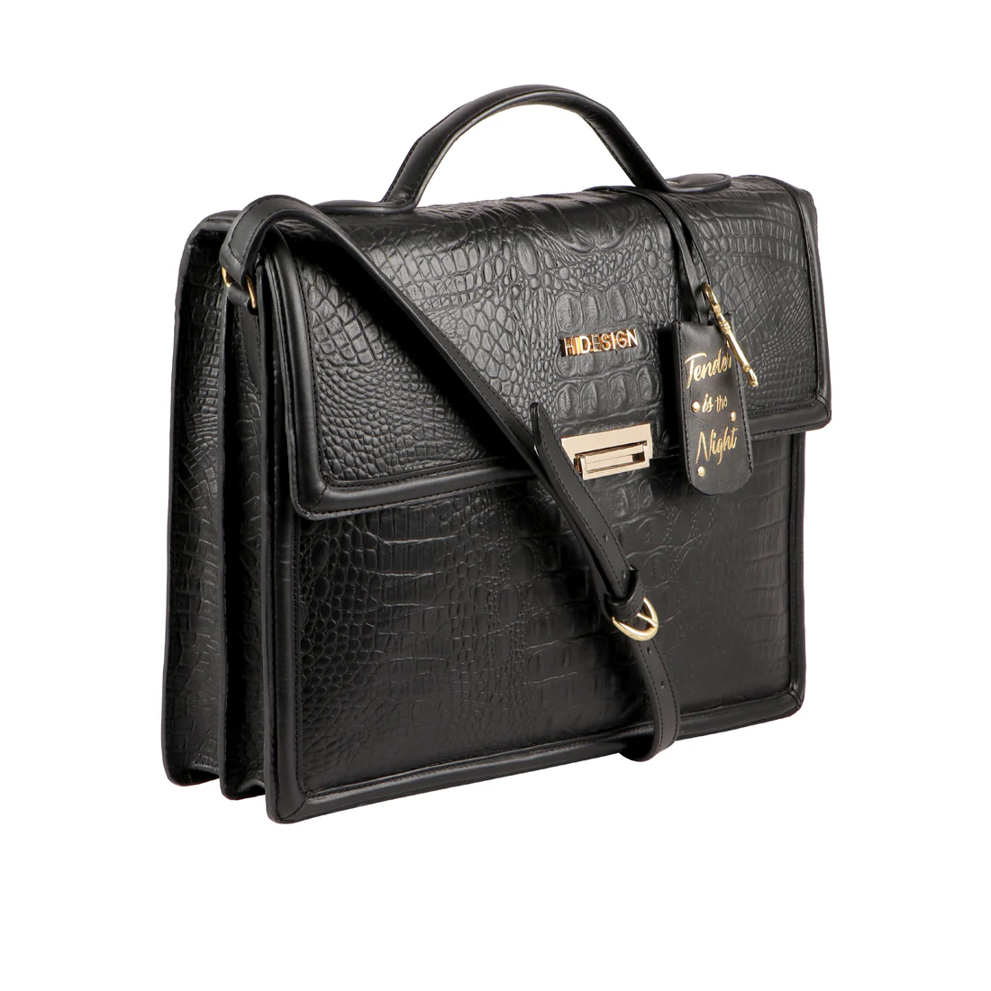 Glam 02 Black Leather Laptop Bag - Image 2