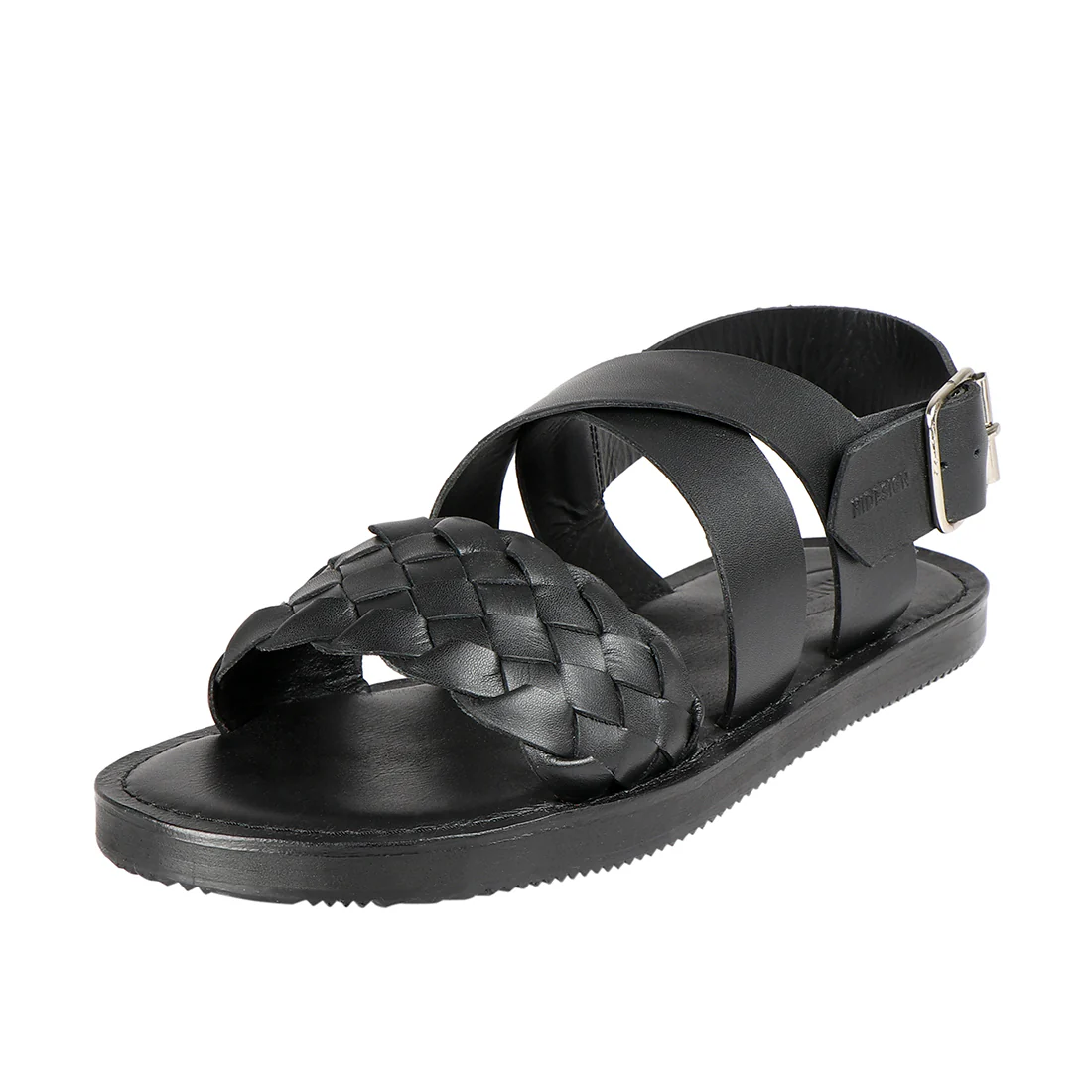 Glen Men's Black Leather Strap Sandals