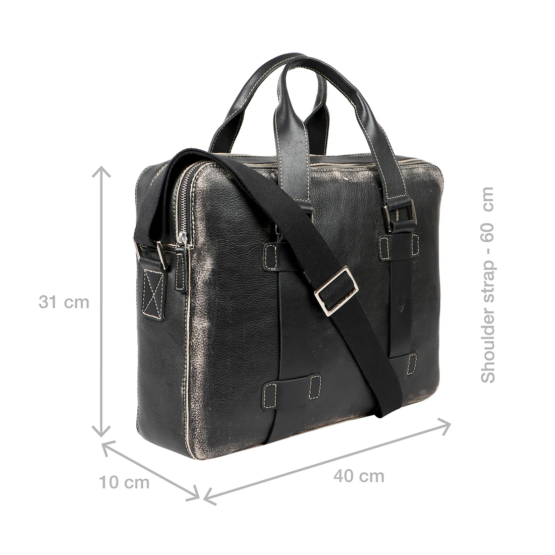 Grunge 02 Black Leather Briefcase - Image 3