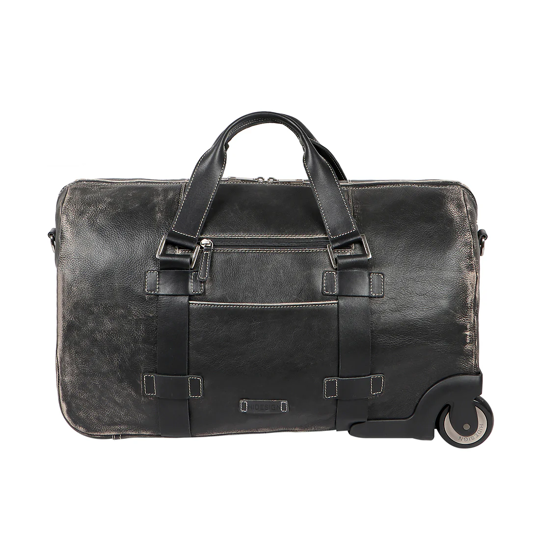 Grunge 05 Black Leather Duffle Bag - Image 3