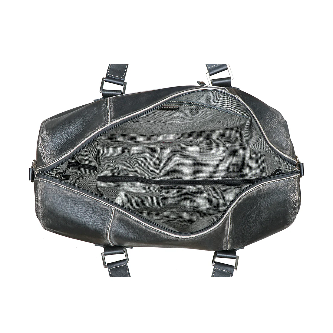 Grunge 05 Black Leather Duffle Bag - Image 4
