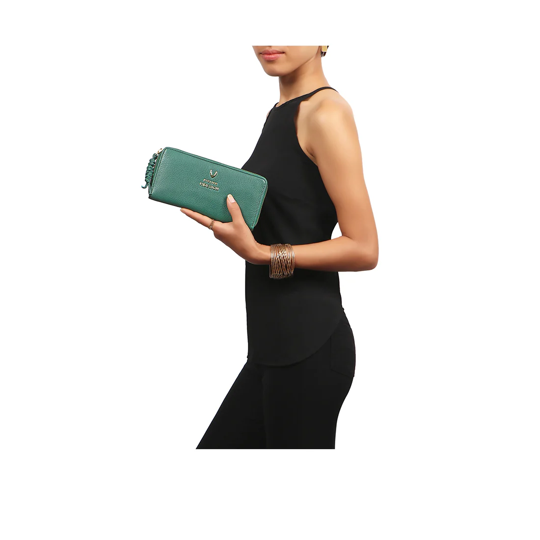Hera W1 Green Leather Zip Around Wallet - Image 7