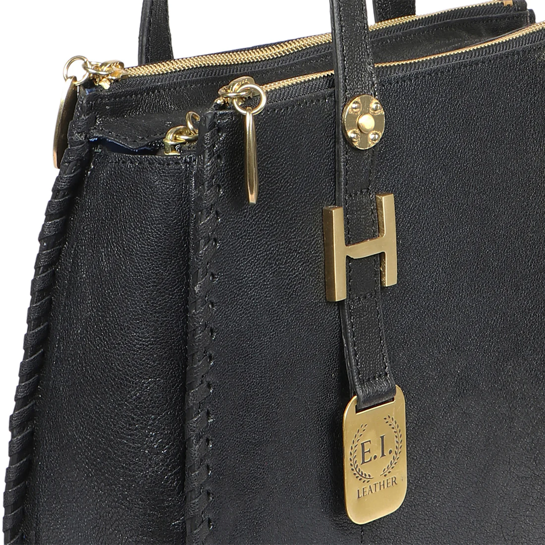 Hope 03 Black Leather Tote Bag - Image 5
