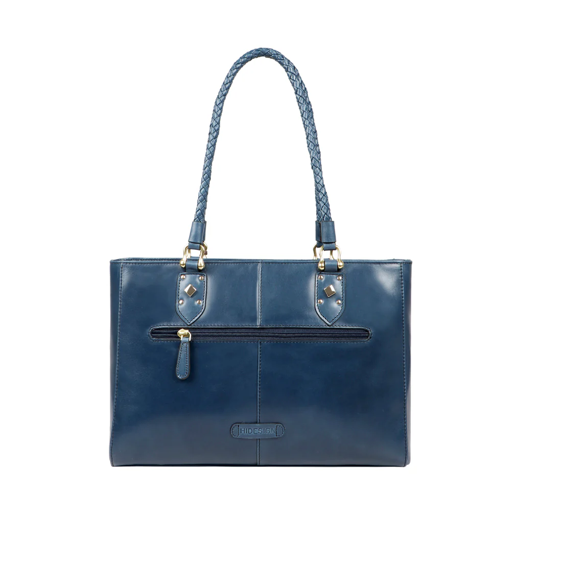 Indie 02 Blue Leather Tote Bag - Image 4